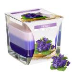 Świeca zapachowa Fiołek w szkle trójkolorowa 32H 