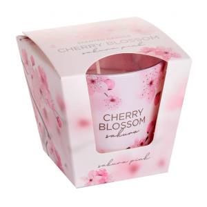 Świeca zapachowa w szkle Cherry  Sakura Pink 115g   30h