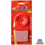 Świeca urodzinowa czerwone na tort 24szt+12podst