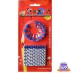 Świeca urodzinowa niebieskie na tort 24szt+12podst