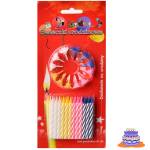 Świeca urodzinowa mix na tort 24szt+12podst 