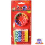 Świeca urodzinowa mix na tort 24szt+12podst  