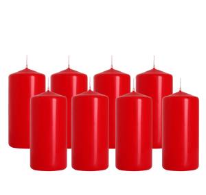 8x Świece walec czerwona 50/100 palenie 20h BISPOL zestaw