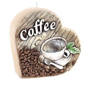 Świeca zapachowa Kawa Serce kremowy 12 cm 