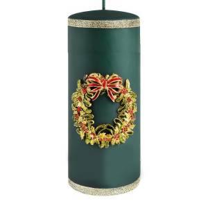 ARTMAN Świeca ozdobna Wianek Walec 18 cm zielony