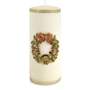 ARTMAN Świeca ozdobna Wianek Walec 18 cm kremowy