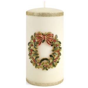 ARTMAN Świeca ozdobna Wianek  Walec 14 cm kremowy