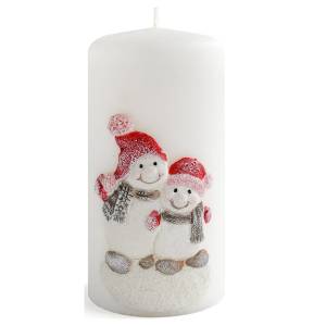 ARTMAN Świeca ozdobna  Walec 14 cm biały Bałwanek