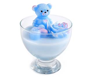 Świeca MIŚ W PUCHARKU niebieski