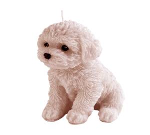 Świeca pies Pudel świeczka figurka  13 cm beżowy