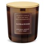 SANDALWOOD LID ŚWIECA ZAPACHOWA , DREWNIANY KNOT, SOJOWY WOSK  