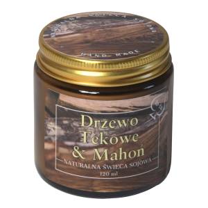 DRZEWO TEKOWE I MAHOŃ  Świeca zapachowa sojowa 120 ml