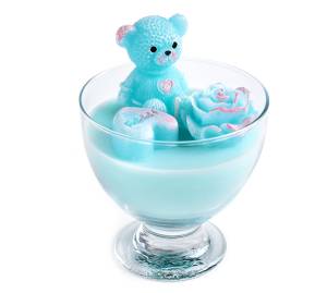 Świeca MIŚ W PUCHARKU turkusowy