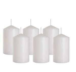 6x Świece walec biały 60/100 palenie 30h BISPOL