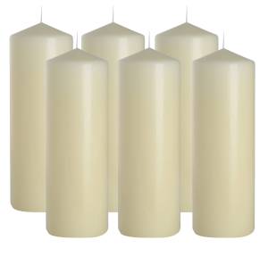6x Świece walec ecru 80/200 palenie 90h BISPOL 