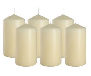 6x Świece walec ecru 80/150 palenie 66h BISPOL zestaw