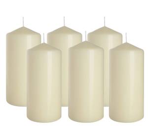6x Świece walec ecru 70/150 palenie 66h BISPOL zestaw