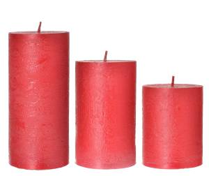 Zestaw  Świece Rustic  Czerwony Metalik 